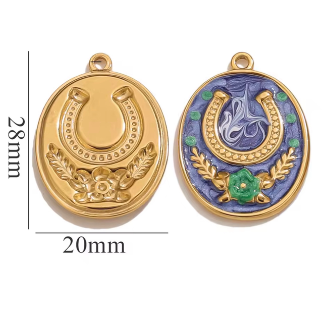 Charm ferro di cavallo blu 