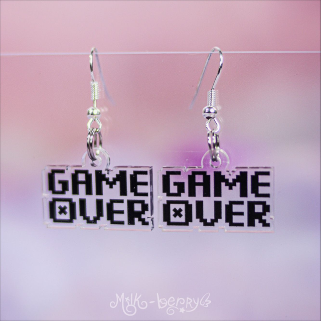 Boucles d'Oreilles Acrylique Pixel Game Over