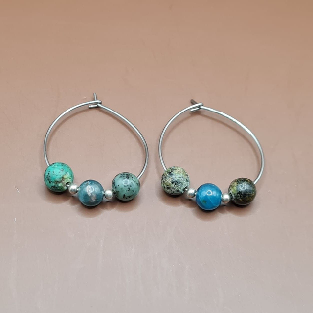 Créoles Apatite bleue - turquoise