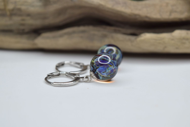 CRÉOLES NÉBULEUSE NOIRE MONTURE ARGENT