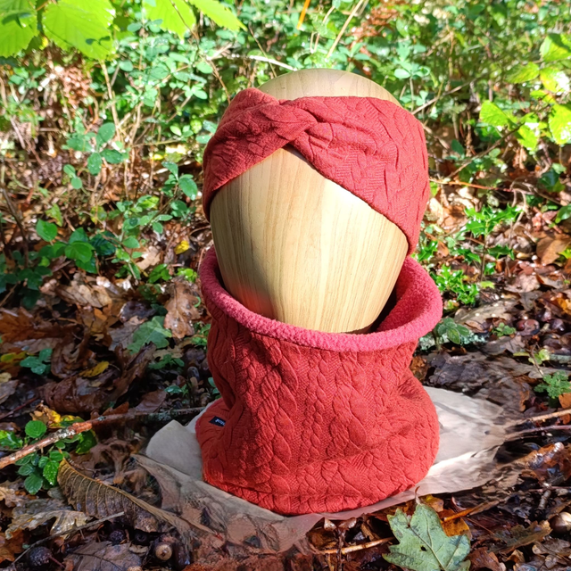 Ensemble snood + bandeau / Rouille torsades