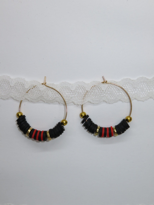 Créole Heishi rouge et noir