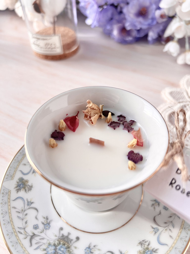 💜 Bougie Rose Ancienne - tasse à café "régence bleue" avec sous-tasse