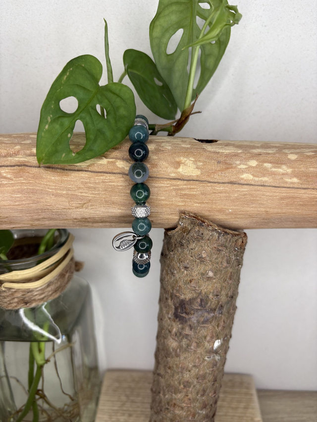 Bracelet agate mousse &quot;Cauri&quot;