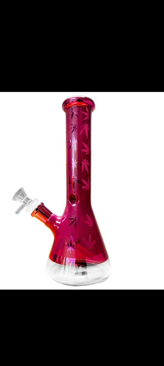 Weed Leaves Glass Bong Purple 25cm