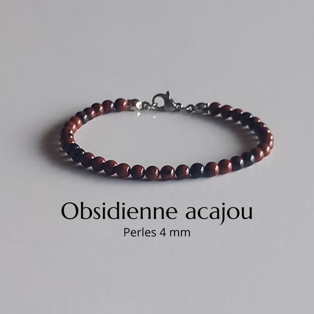 Bracelet fermoir en Obsidienne acajou
