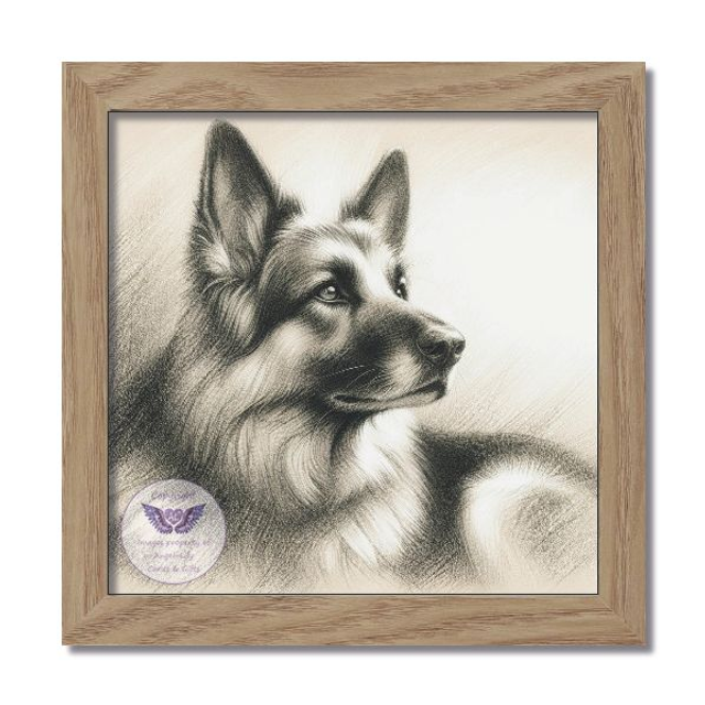 Artistic dog print in square frame (D79)