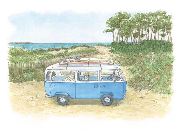 Forêt des Landes | Aquarelle