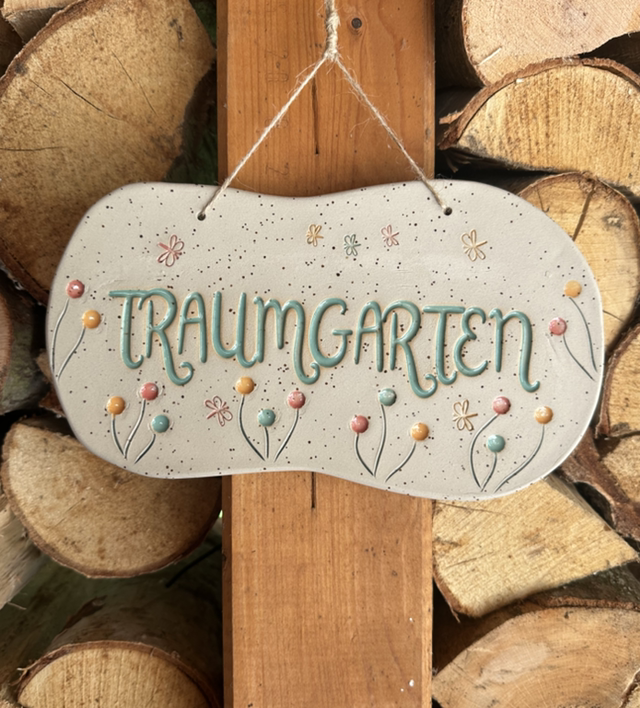 Keramikschild „Traumgarten“ Farbe: grün