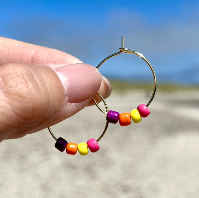 SunsetPop Hoops – Edelstahl-Creolen in Pink, Orange, Gelb & Violett