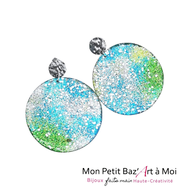 Boucles d'oreilles IG'S bleu vert