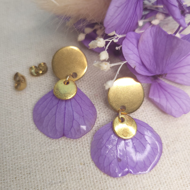 BOUCLES D'OREILLE Fleur Hortensia