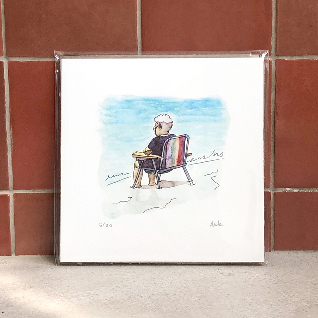 Nostalgic Grandma Seaside Scene – Art Print