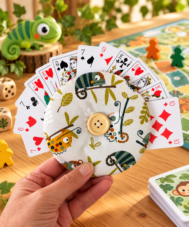 Porte carte de jeux pour enfants - thème caméléon 