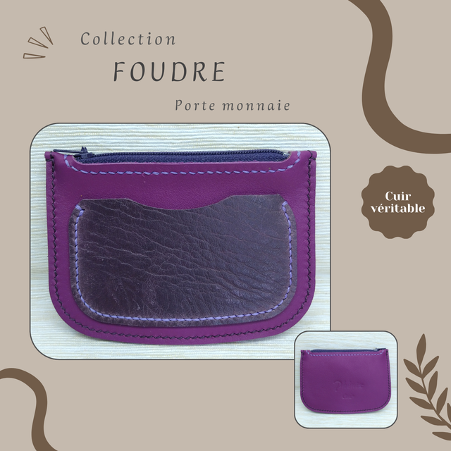FOUDRE porte monnaie/carte - Violet &amp; violet foncé
