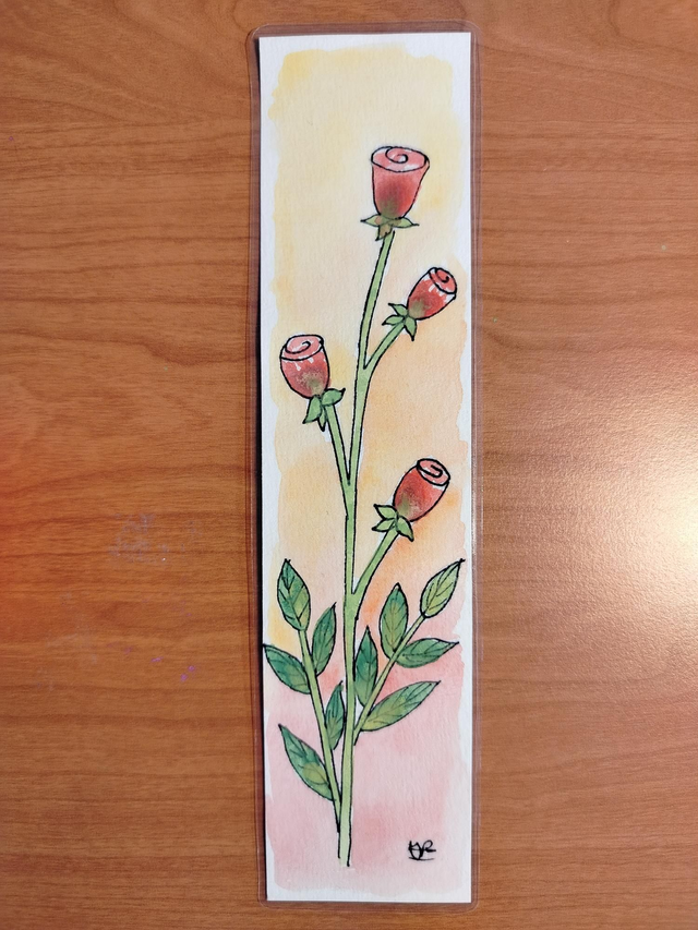 Marque page aquarelle roses