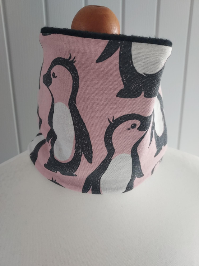 Penguin Neck Warmer, Snood with Black Fleece,