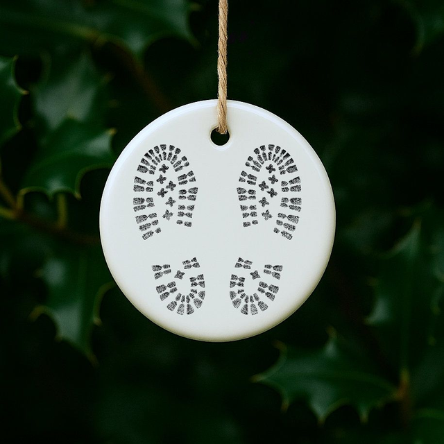 Hiking Boots Tracks - Ceramic Decoration/Keepsake