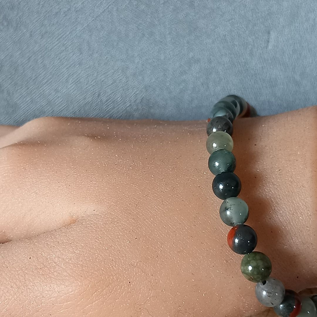 Bracelet ajustable en Jaspe héliotrope