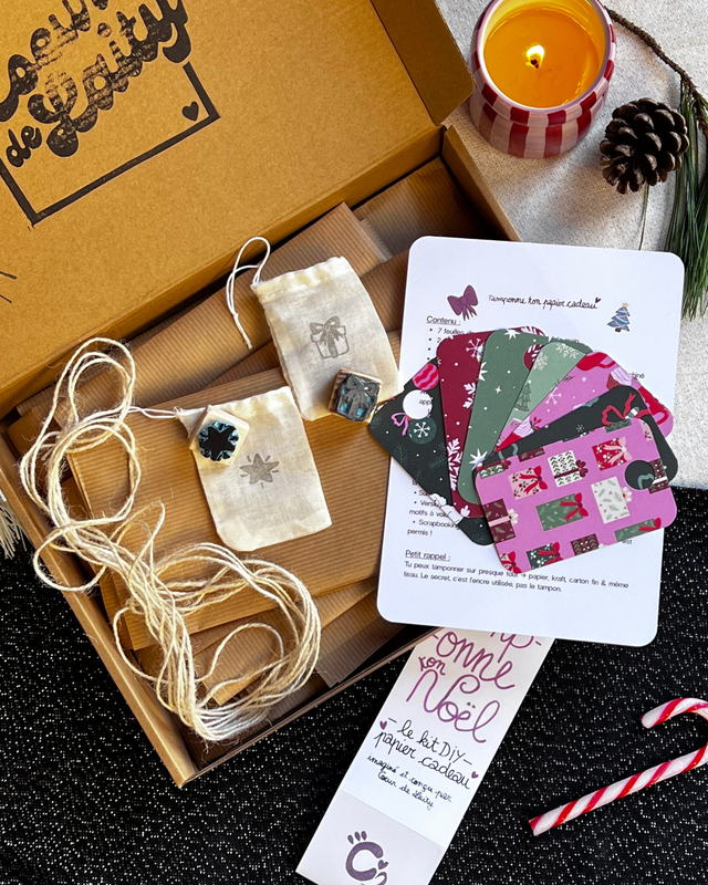 Kit Papier Cadeau Noël – Kit DIY créatif et fait-main "Tamponne ton Noël"