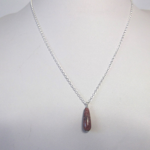 Rhodonite small drop necklace