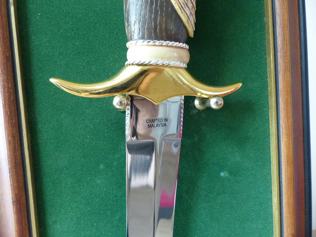 Dague Couteau Poignard de Chasse Collection Chouette Effraie Vintage fabriquée en Malaisie Art Animalier, Cadeau Chasseur, Décoration Murale