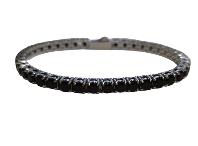  bracciale tennis in acciaio L316 anallergico con zirconi colorati mm4 regalo uomo donna disponibili in diverse Misure NERO