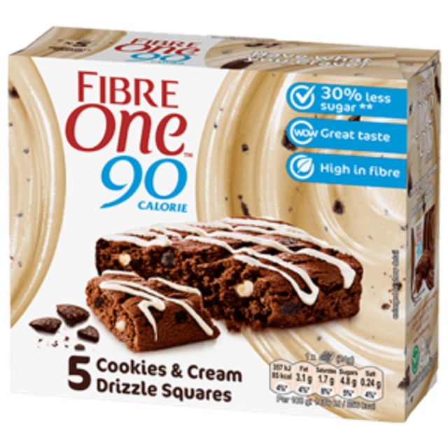 Fibre One Cookies &amp; Cream Drizzle Squares 24g