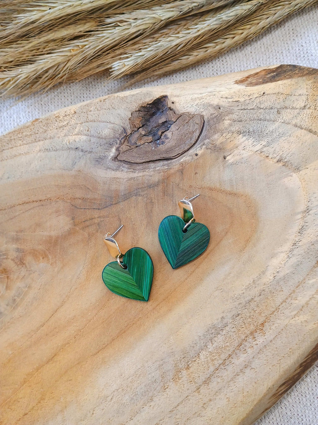 Boucles d'oreilles COEUR Vert jungle