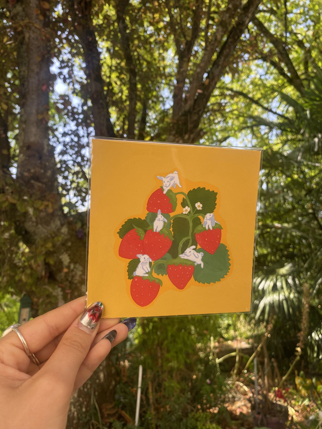 Print « lapin fraisier » jaune 🐇🍓 