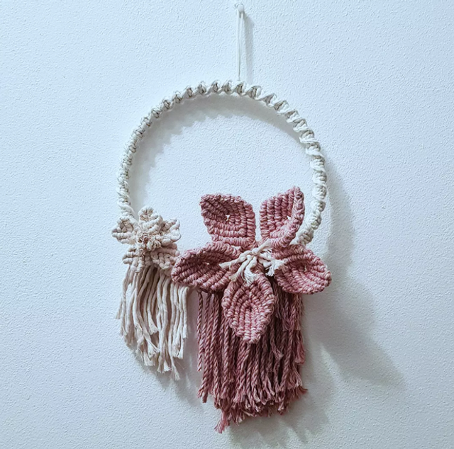 Cercle macramé Fleurs modèle &quot;Camille&quot;