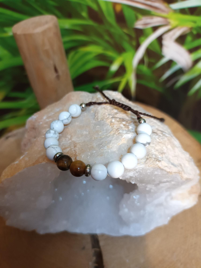 Bracelet en howlite et œil de tigre
