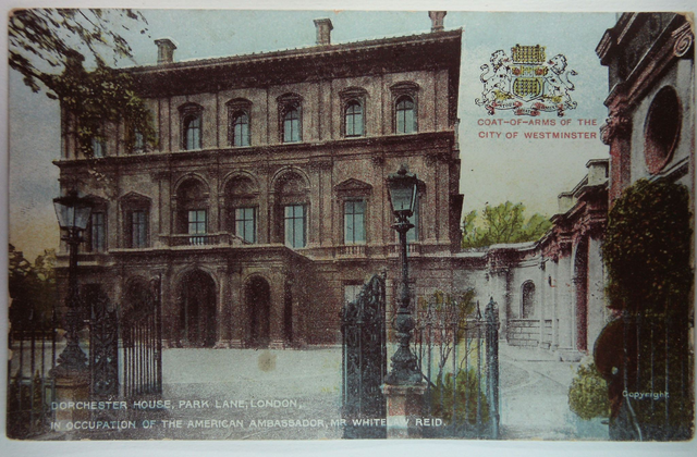 Dorchester House, Park Lane, London in occupation of American Ambassador Mr Reid Posted 1906 postcard Our Ref: A315