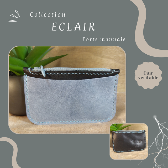 ECLAIR porte monnaie/carte - Noir &amp; Bleu glacier