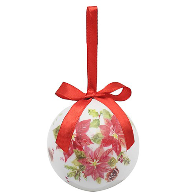 Christmas Decorations - Traditional Bauble Poinsettia 
