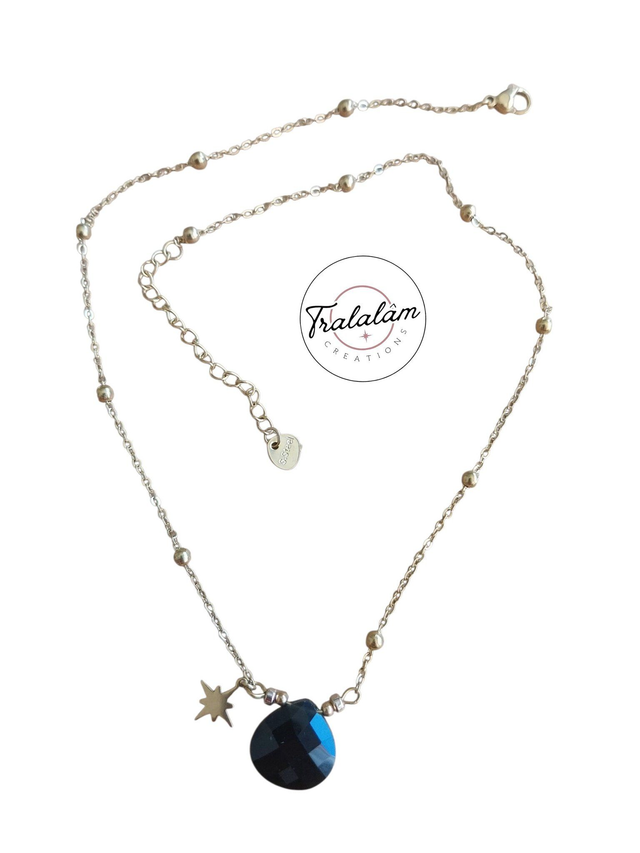 ✨Collier "Les Jolies Pierres" Agate Noire doré ✨
