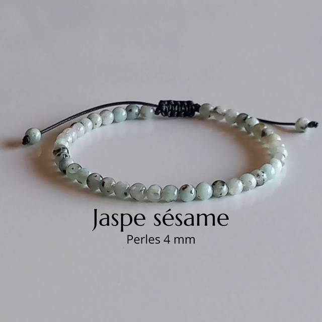 Bracelet ajustable en Jaspe sésame (kiwi)
