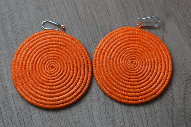 Boucles d'oreilles sisal - Orange
