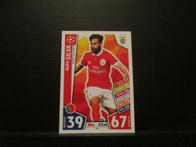 Rafa Silva - UEFA Champions League Match Attax 2017/18 Original Trading Card #209