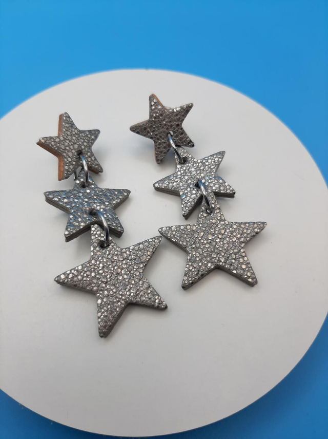 SALE! Star drop earrings  - gunmetal silver