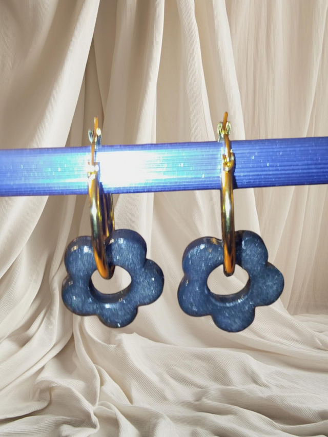 Boucles d’Oreilles Créoles en Acier Inoxydable avec 3 paires de Pampilles Interchangeables en Argile Polymère