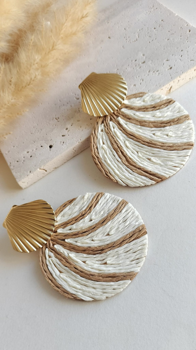 Boucles d&#039;oreilles Raphia tissé 