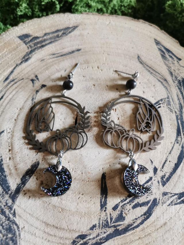 Chauve-souris lunes noires à paillettes 