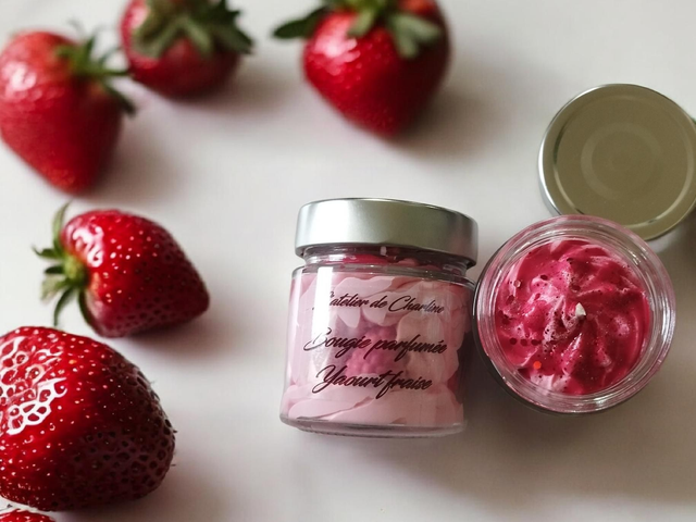 Bougie yaourt fraise 