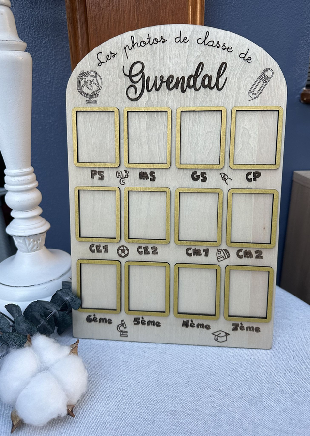 Présentoir en Bois pour Photos de Classe - De la Petite Section à la 3ᵉ 📚