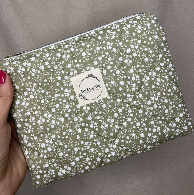 Petite trousse matelassée kaki 