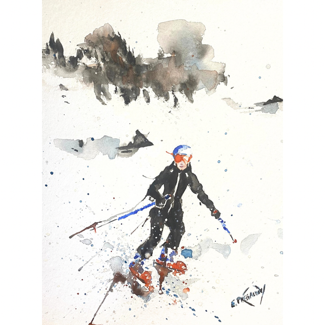 Les Grands, Grands Montets, Chamonix. Aquarelle