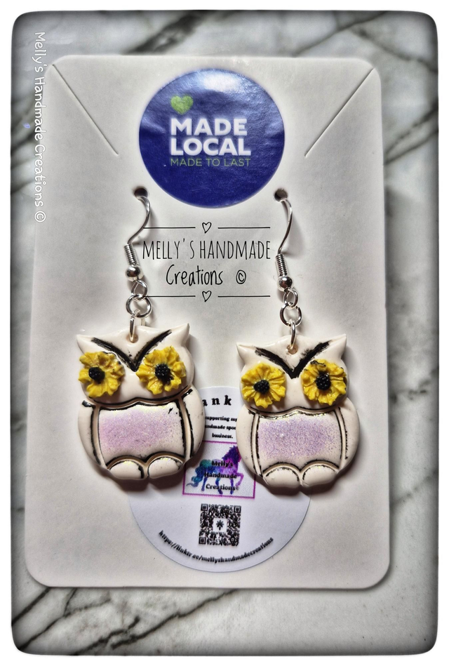 Owl and Flower Earrings