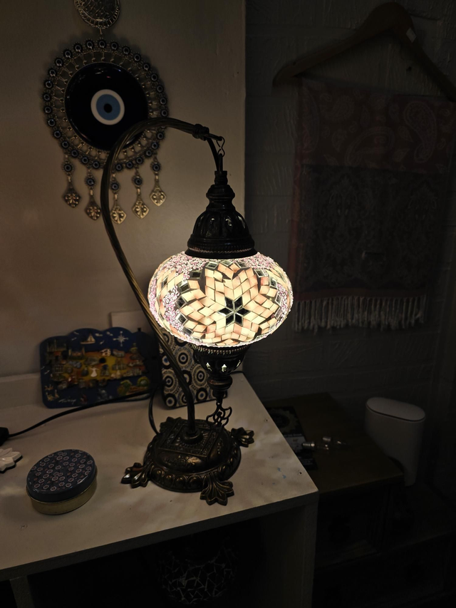 Large Mosaic Swanneck Table Lamp