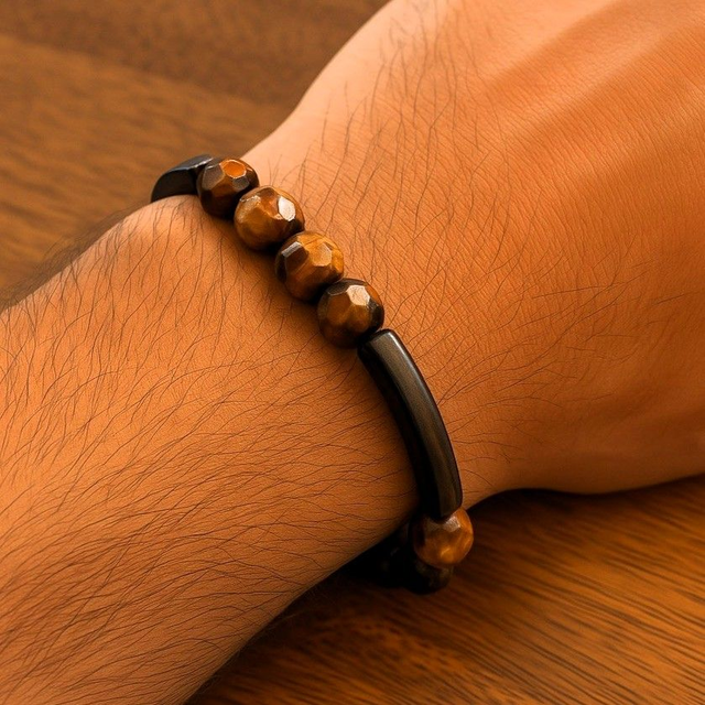 Faceted Tiger’s Eye Men’s Bracelet: Strength with Soul